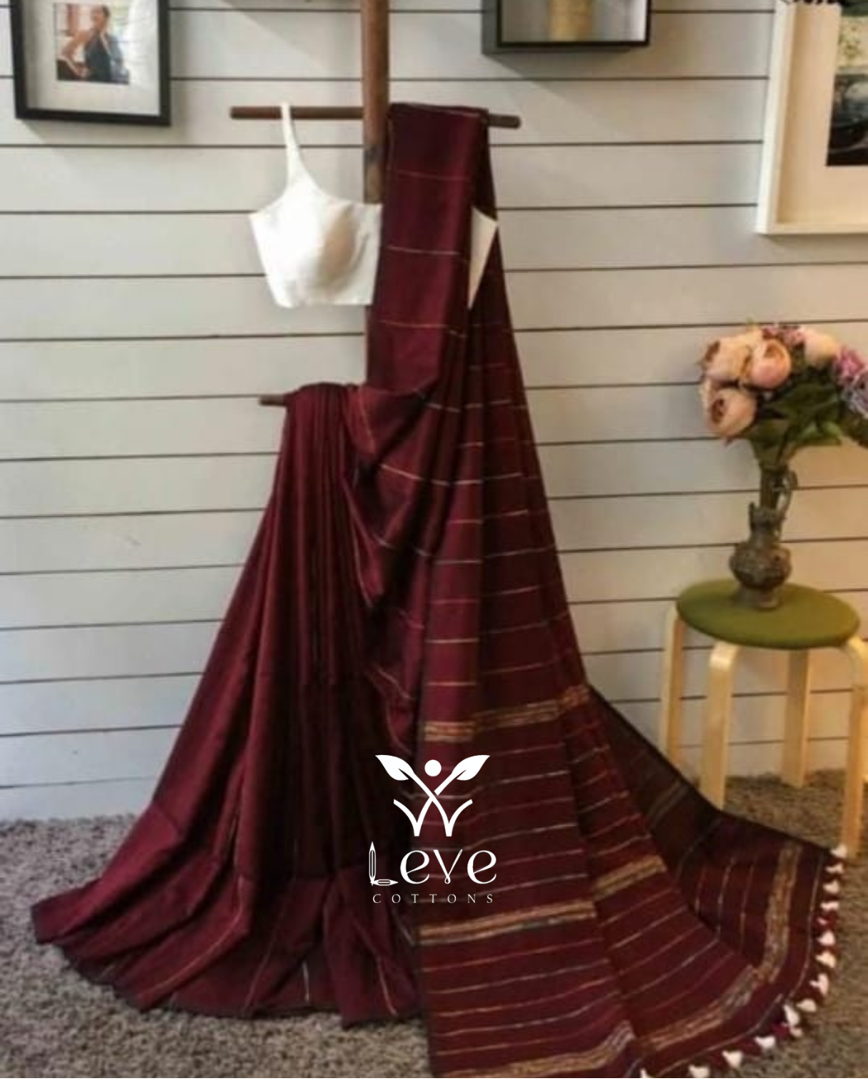 Classic Maroon Cotton Saree