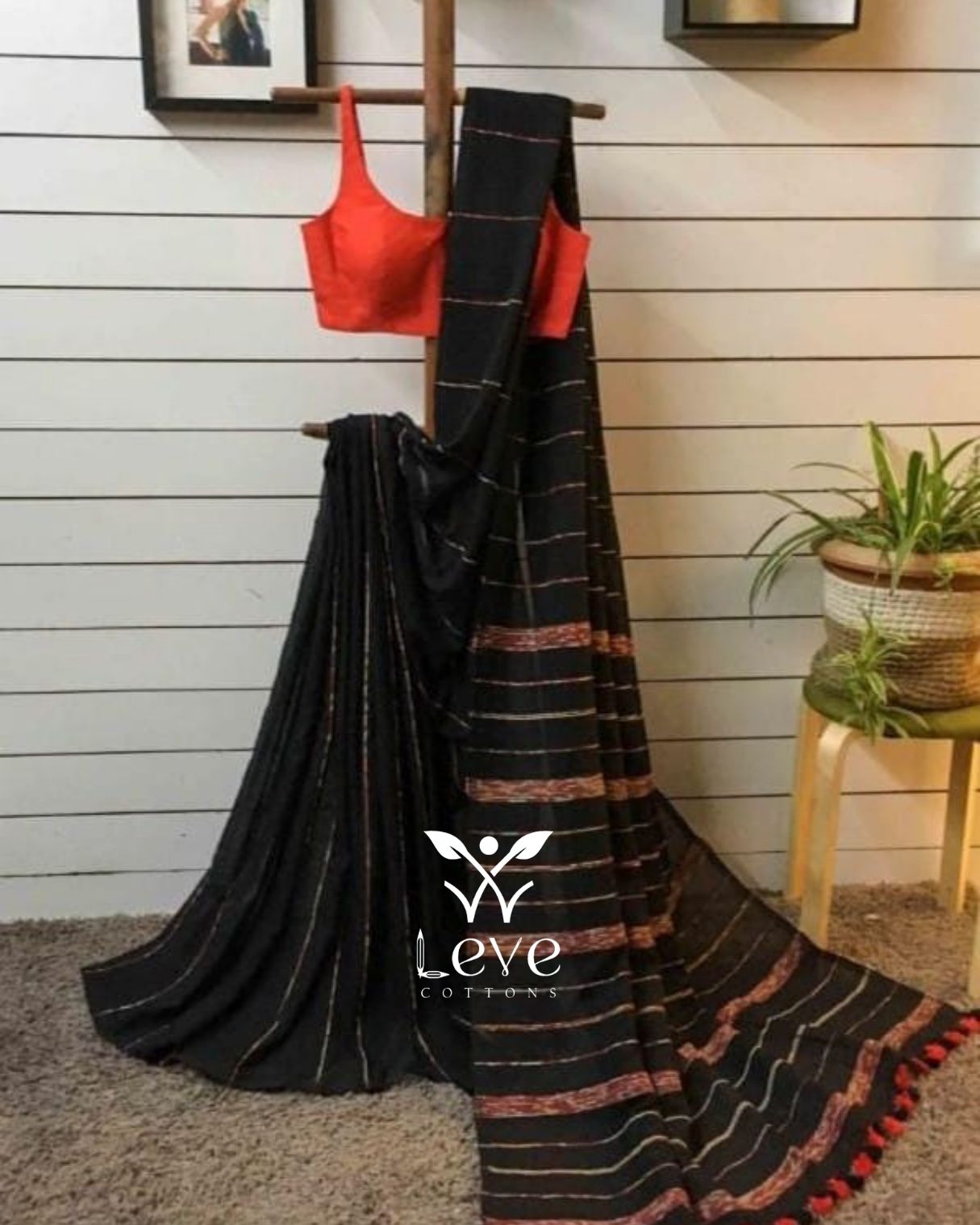 Black Cotton Saree