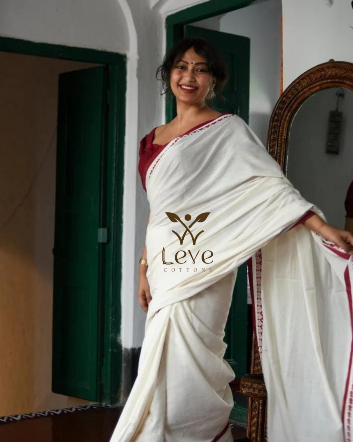 Ivory Cotton Saree
