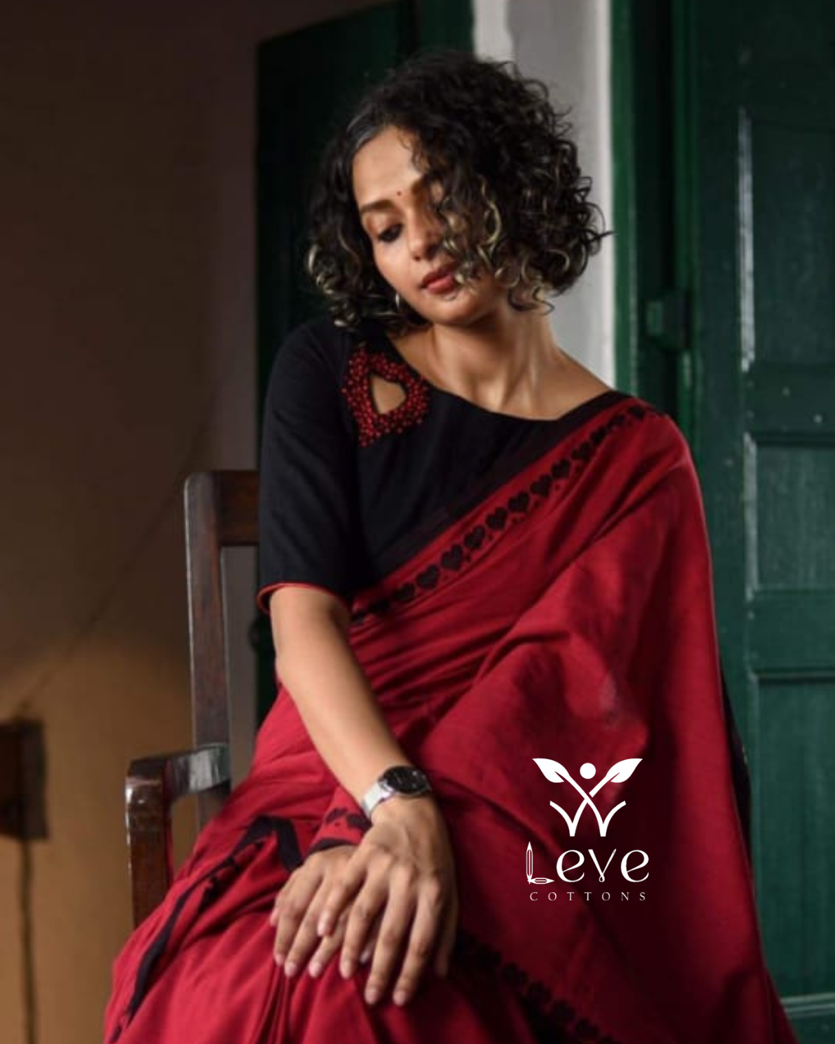 Maroon Cotton Saree