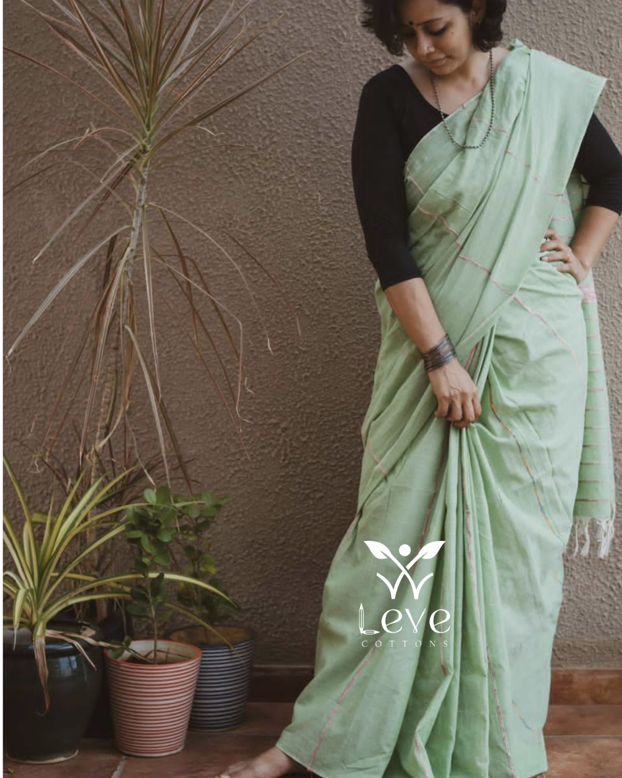 Mint Green Cotton Saree
